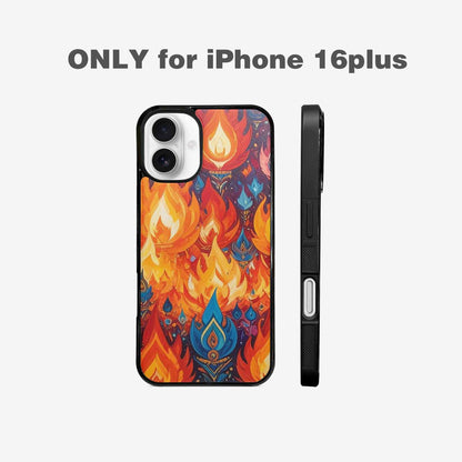 iPhone 16 Plus Case — Flame Burst Full Color Vibrant Flame, Custom Phone Case
