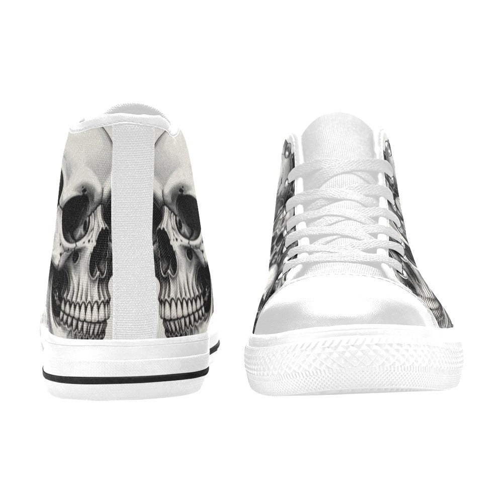 Grey Skull Butterfly Women's Gothic Dark Art High Top Canvas Shoes | Freaky Shoes®