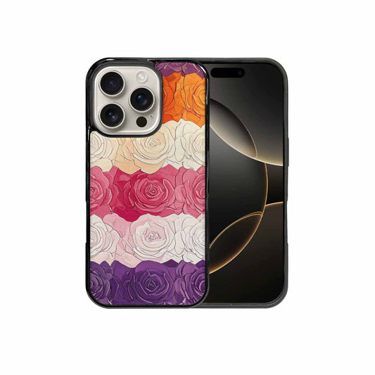 iPhone 16 Pro Case — Lesbian Flag Color Theme Small Rainbow, Original Design Phone Case