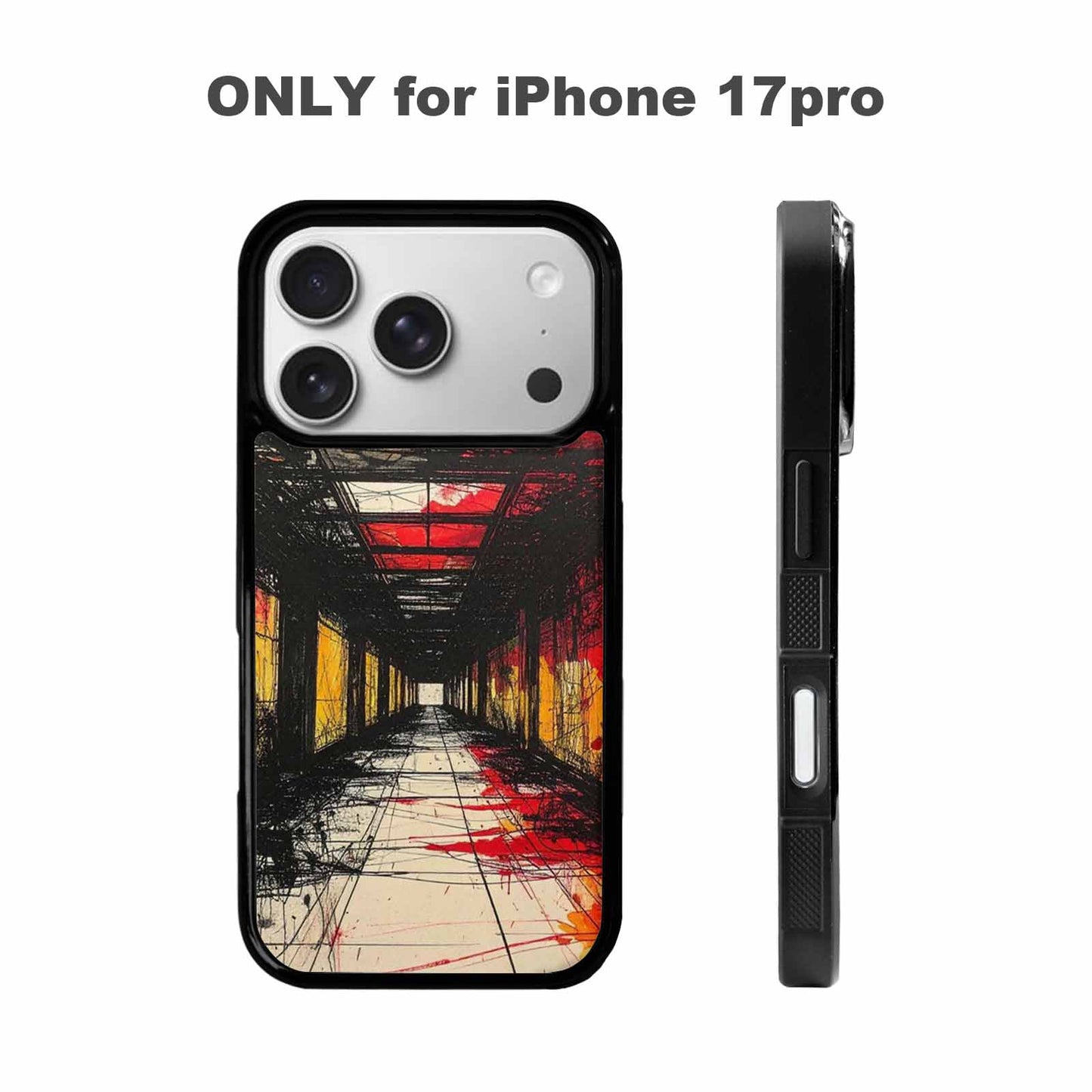 iPhone 17 Pro Case — Black Red Ink Liminal Space Galaxy, Custom Phone Case