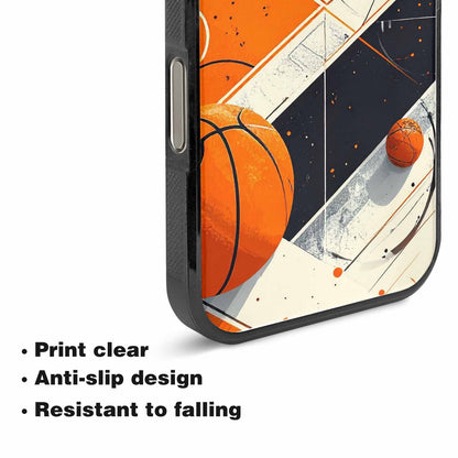 iPhone 15 Pro Max Case — Basketball Pattern Court Lines And Balls, Custom Print Case Cover