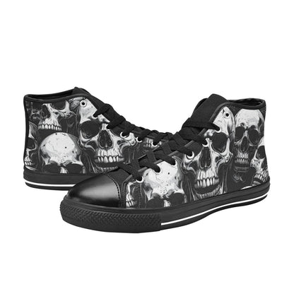 MEN'S Aggressive Comic Skull Black High Top Canvas Neon Fantasy Custom Sneakers