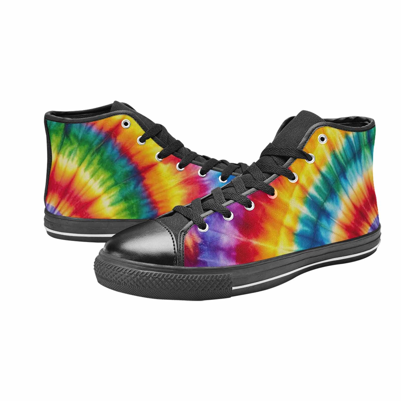 WOMEN'S Rainbow Spiral Tie Dye Alt High Top Canvas Wallpaper Art Custom Shoes