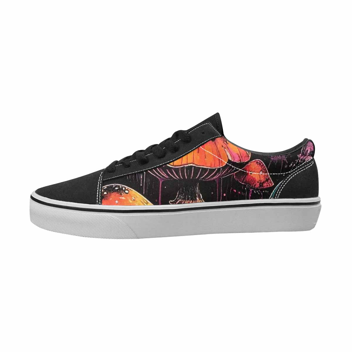 WOMEN'S Mushrooms Black & Pink Ink Canvas Boutique Cottagecore Custom Kicks