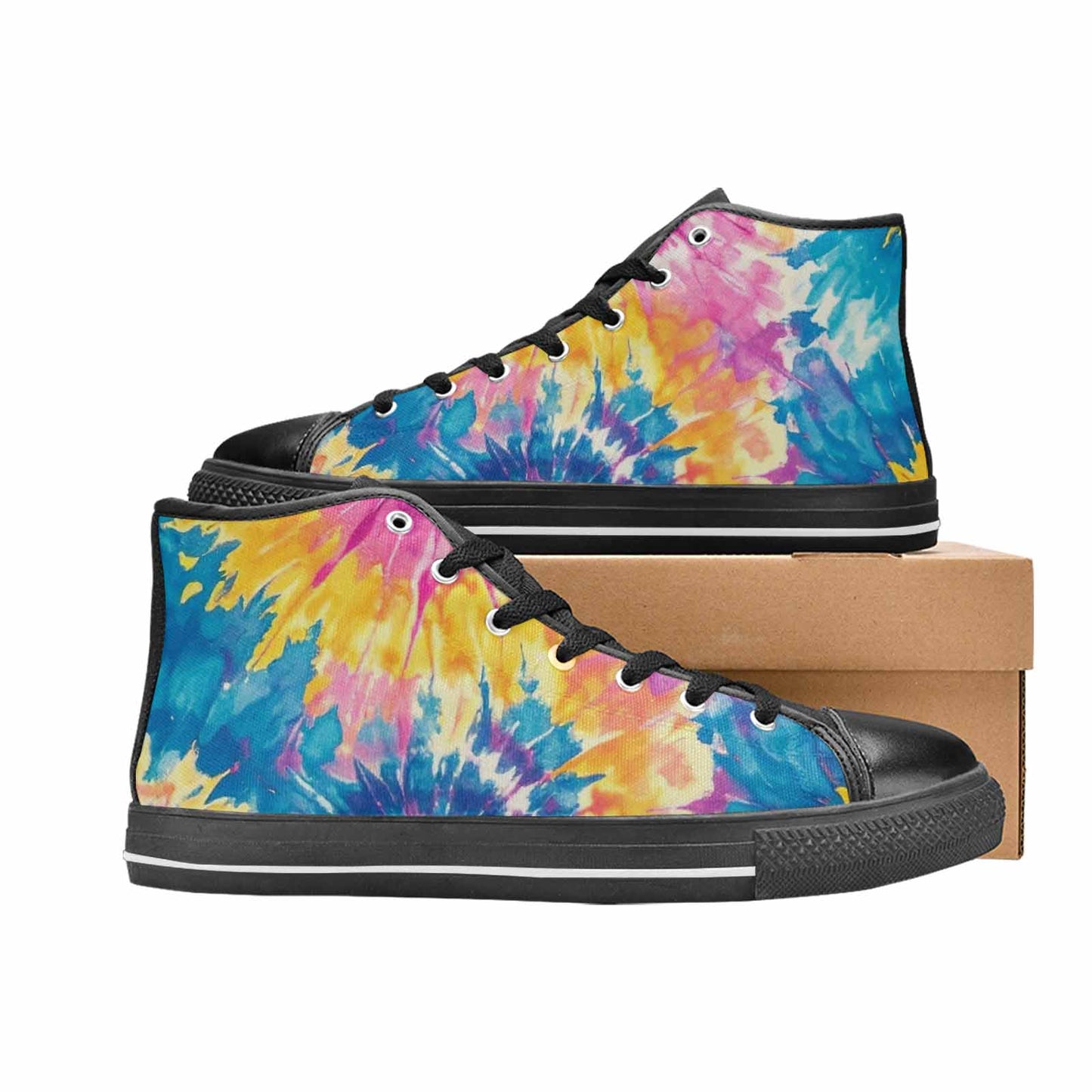 MEN'S Tie Dye Swirl High Top Canvas Cottagecore Custom Shoes