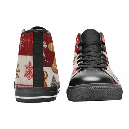 MEN'S Christmas Holly Snowflake High Top Canvas Cottagecore Custom Shoes