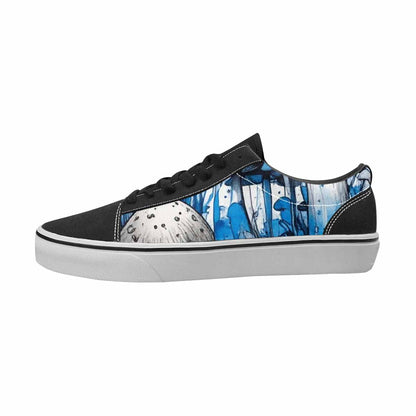 MEN'S Mushrooms Black & Blue Ink Canvas Original Design Kaleidoscope Shoes