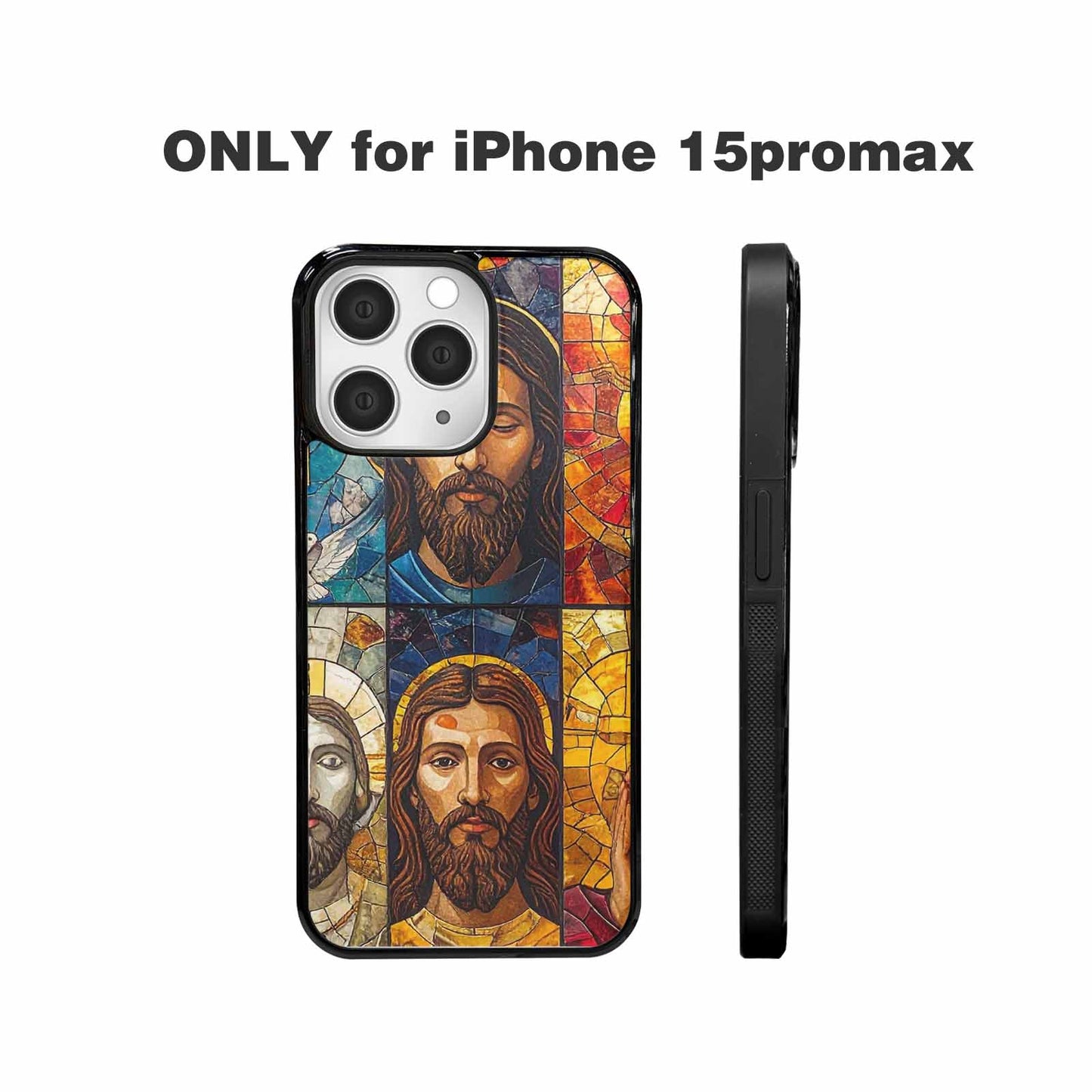 iPhone 15 Pro Max Case — Jesus Face Small Cross And Faith, Custom Art Phone Cover