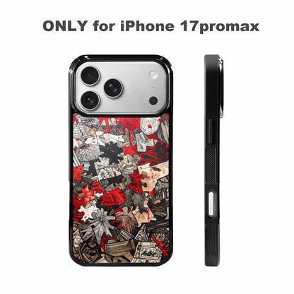 iPhone 17 Pro Max Case — Black &amp; Red Ink Camo, Custom Printed Phone Case