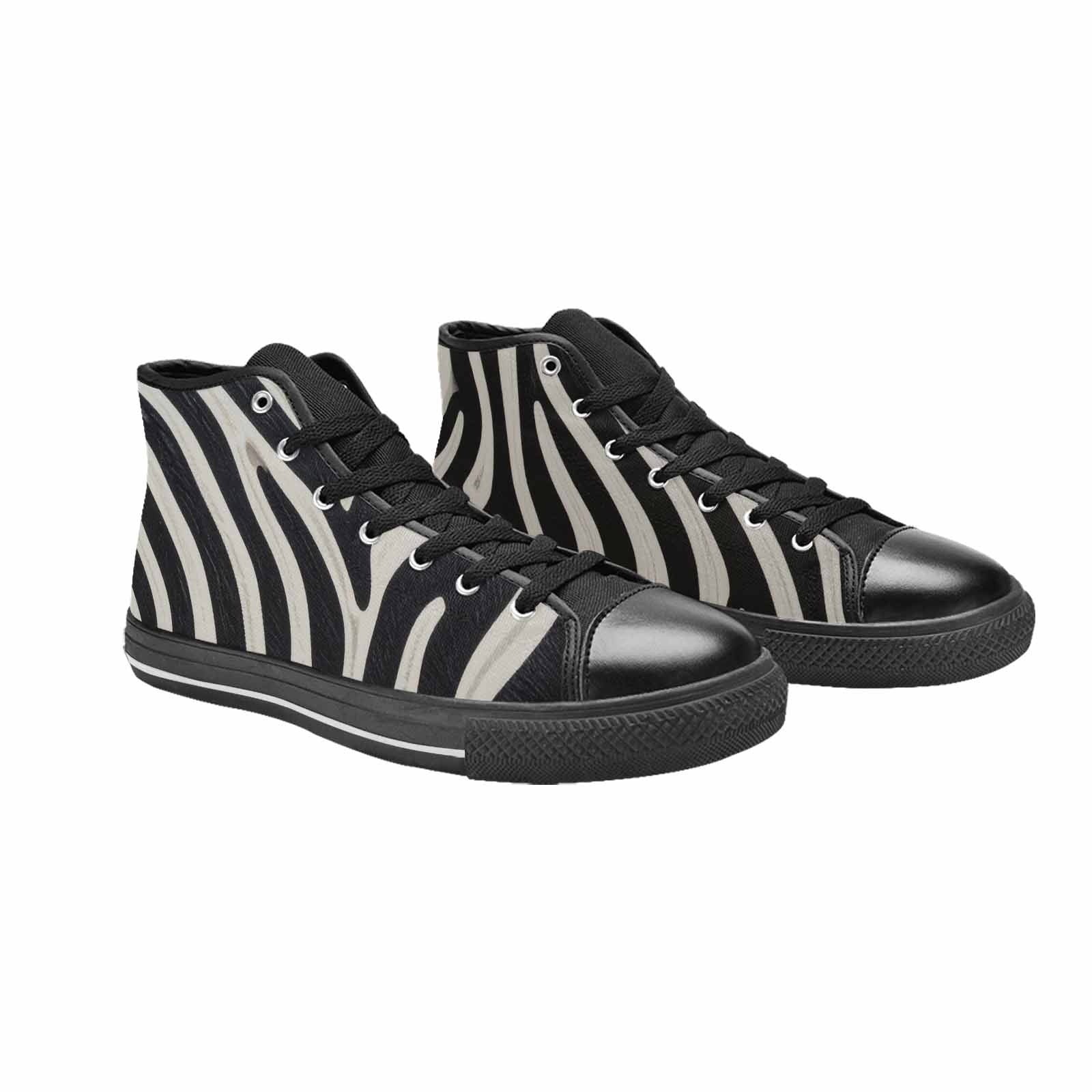 WOMEN'S Modern Zebra Stripe Solid High Top Canvas Aesthetic Custom Sneakers