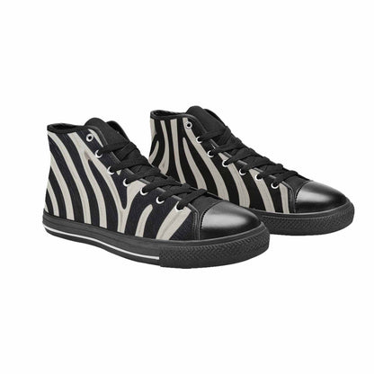 WOMEN'S Modern Zebra Stripe Solid High Top Canvas Aesthetic Custom Sneakers
