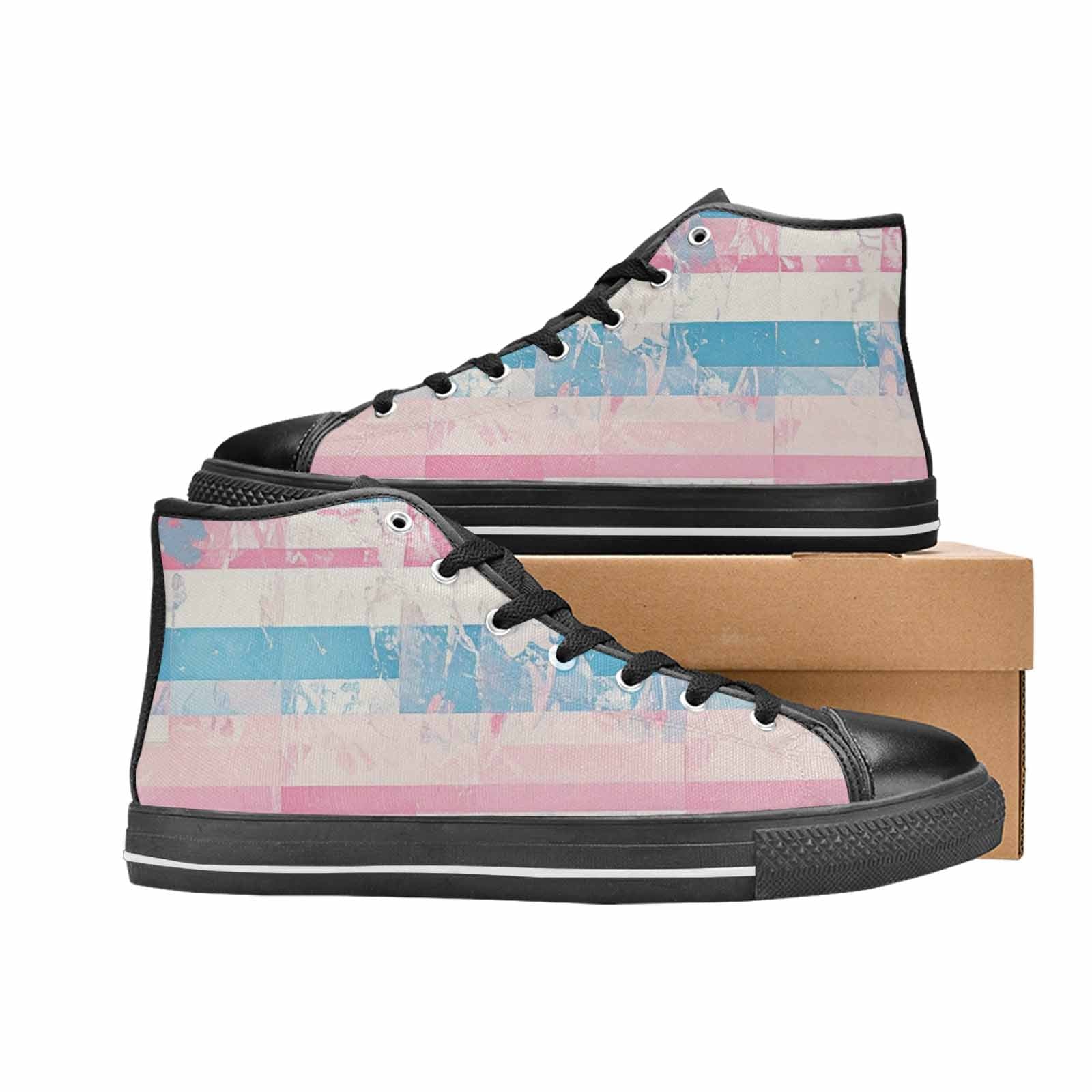 MEN'S Transgender Flag Color High Top Canvas Aesthetic Sneakers