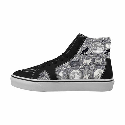 WOMEN'S Wolves Everywhere Collage High Top Canvas Grunge Custom Sneakers