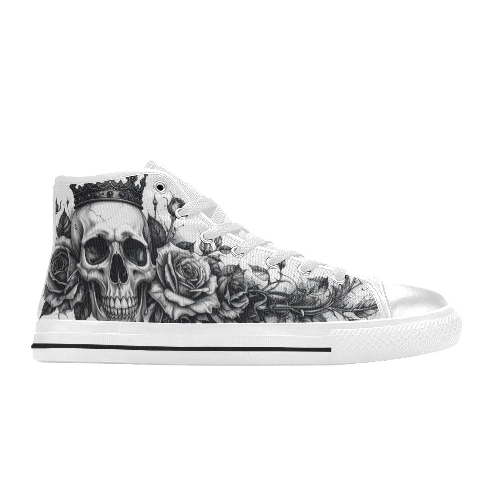 Dark Tattoo Skull Men's Gothic Art High Top Canvas Shoes | Freaky Shoes®