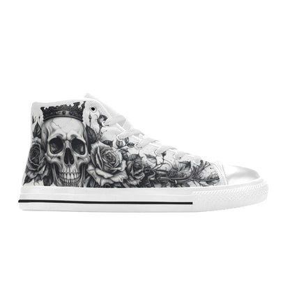 Dark Tattoo Skull Men's Gothic Art High Top Canvas Shoes | Freaky Shoes®