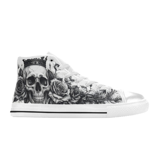 WOMEN'S Dark Gothic Skull Rose High Top Canvas Neon Fantasy Shoes