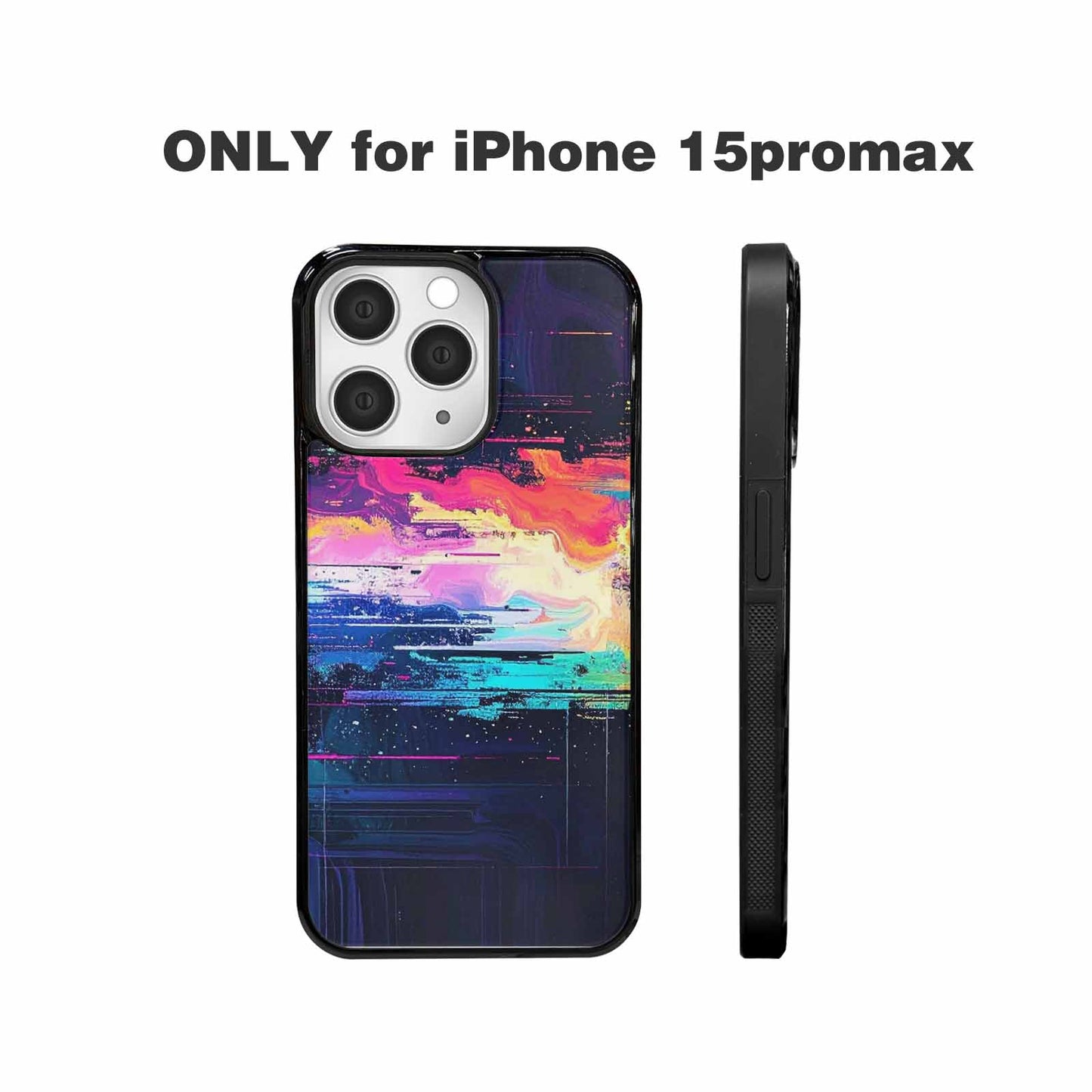 iPhone 15 Pro Max Case — Glitch Dark Art Seamless Pattern Vibrant, Custom Print Case Cover