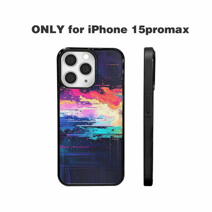 iPhone 15 Pro Max Case — Glitch Dark Art Seamless Pattern Vibrant, Custom Print Case Cover