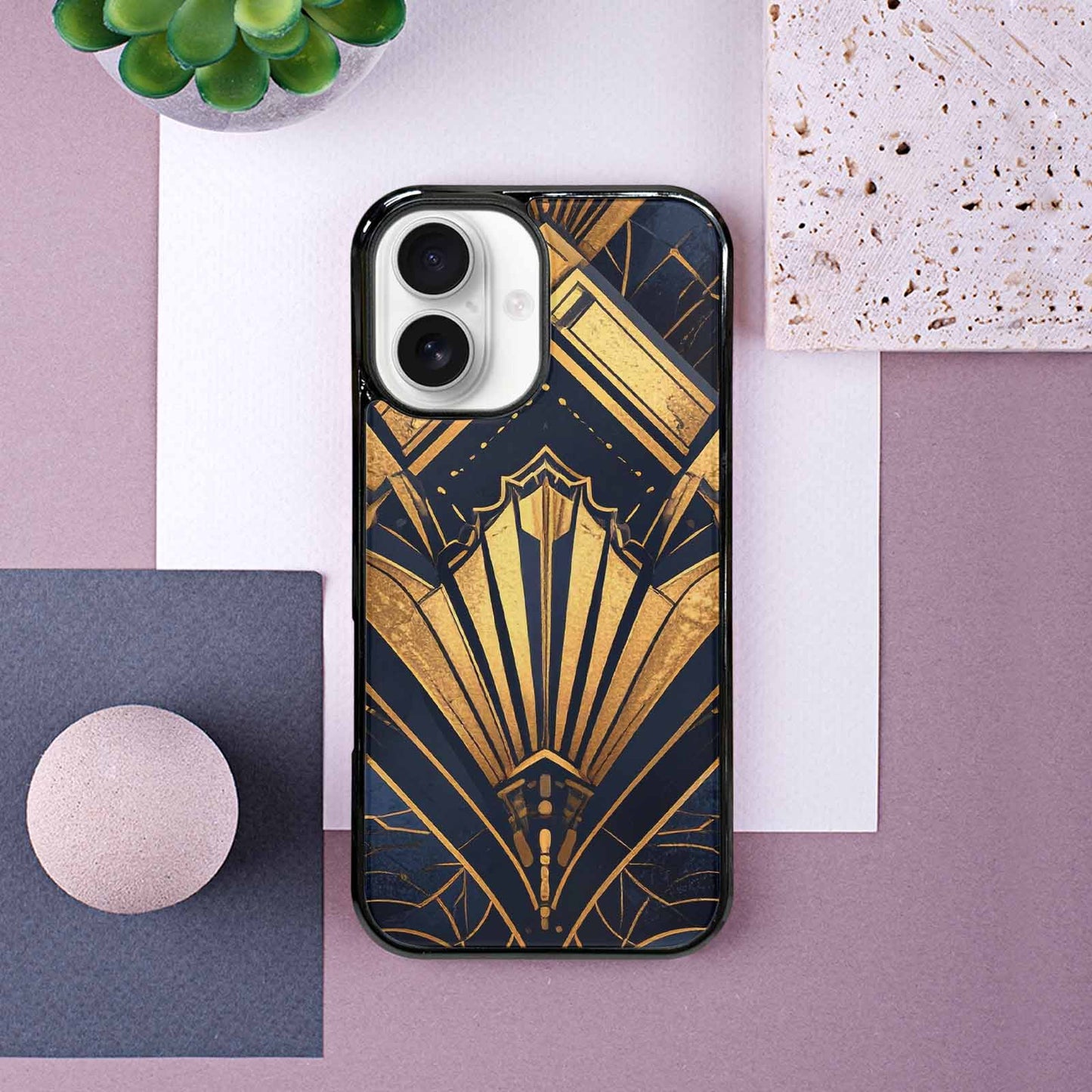 iPhone 16 Case — Art Deco Illustration Pattern, Custom Printed Phone Case