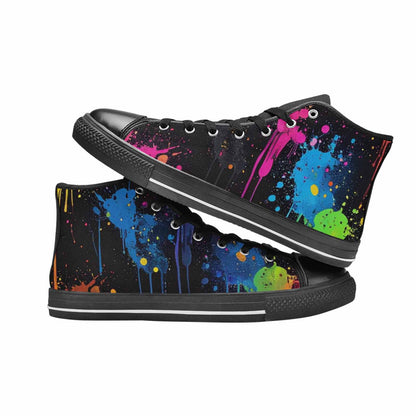 MEN'S Paint Splatter High Top Canvas Vibrant Chaos Custom Shoes