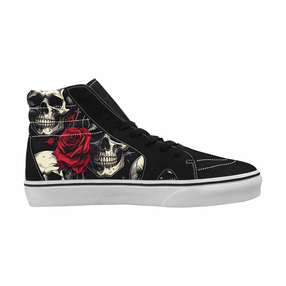 WOMEN'S Ornate Gothic Skulls Roses High Top Canvas Dark Academia Shoes