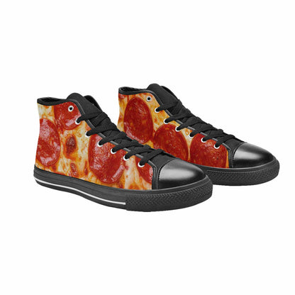 MEN'S Pepperoni Pizza Print High Top Canvas Dark Academia Custom Shoes