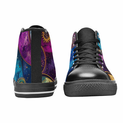 WOMEN'S Steampunk Galaxy High Top Canvas Vibrant Chaos Shoes