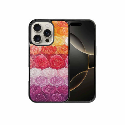 iPhone 16 Pro Case — Lesbian Flag Color Theme Small Rainbow, Custom Phone Case