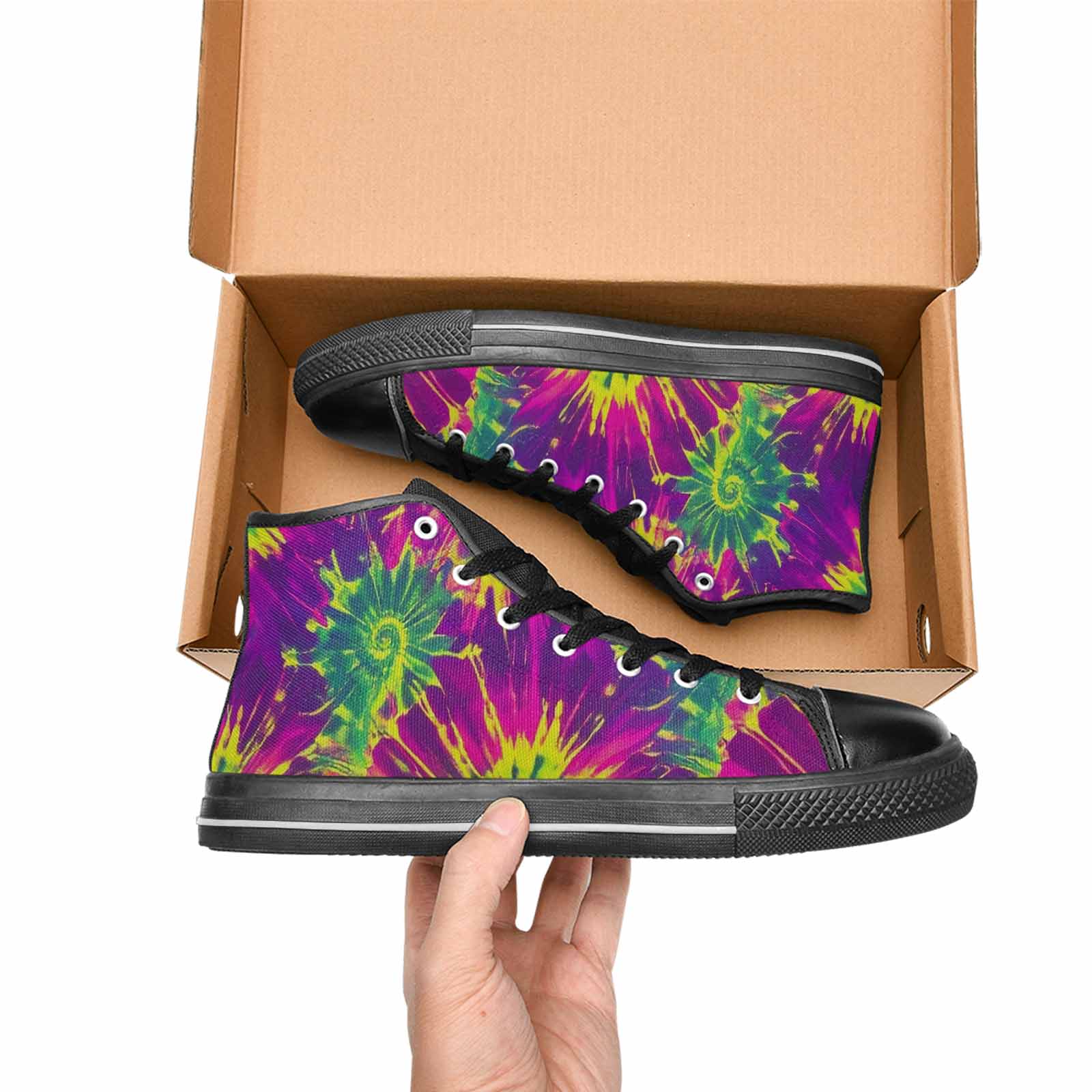 WOMEN'S Tie Dye - High Top Canvas Grunge Custom Sneakers