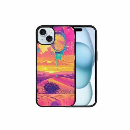 iPhone 15 Plus Case — Surrealist Dreamscape Pattern Melting Clocks Desert, Custom Designed Case Cover