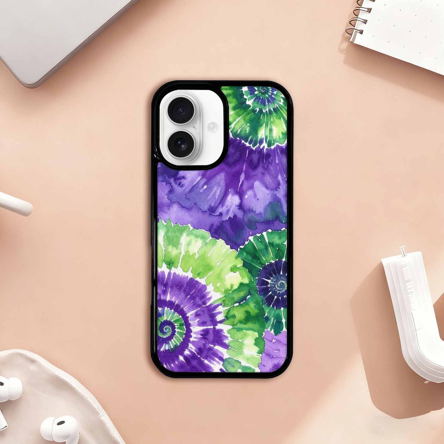 iPhone 17 Case — Tie Dye Purple Green Tie Dye, Custom Print Case Cover