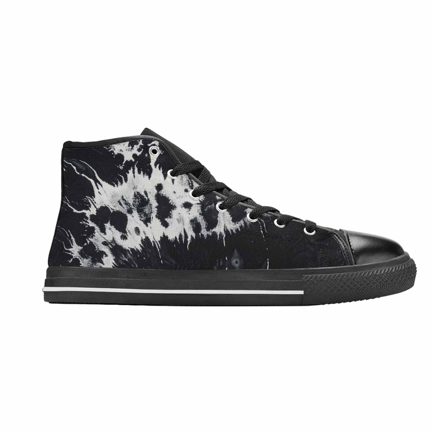 MEN'S Black White Animal Print High Top Canvas Surreal Sneakers