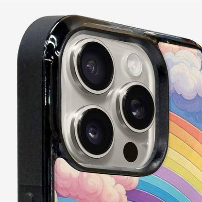iPhone 15 Pro Max Case — Cloud And Rainbow Burst Pattern Hundreds, Custom Print Case Cover