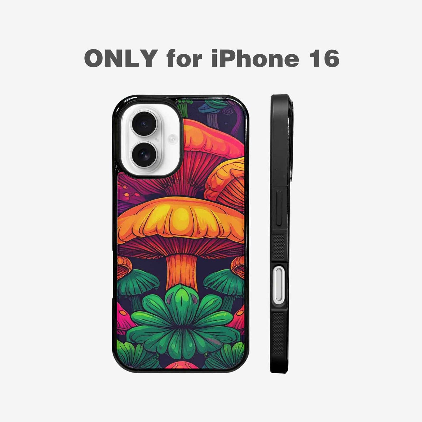 iPhone 16 Case — Psychedelic Mushroom Cartoon Pattern, Customized Protective Case