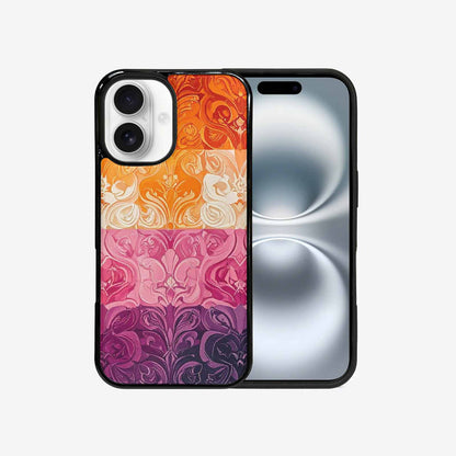 iPhone 16 Case — Lesbian Flag Color Theme Small Rainbow, Custom Designed Case Cover