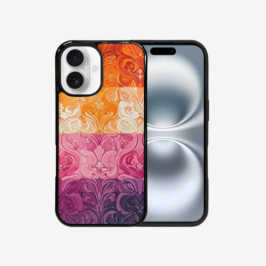 iPhone 16 Case — Lesbian Flag Color Theme Small Rainbow, Custom Designed Case Cover