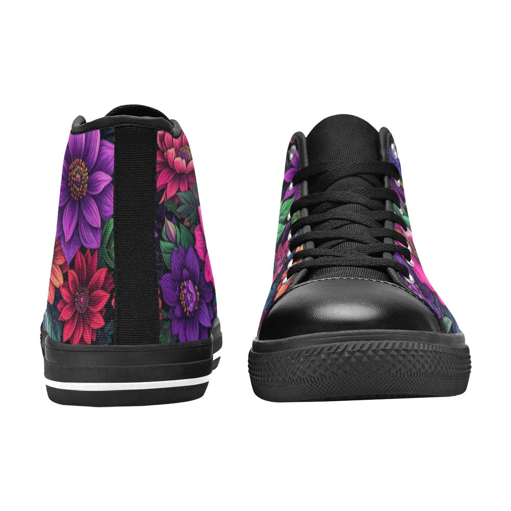 MEN'S Trippy Floral Chaos Men’S High Top Canvas Cottagecore Custom Shoes