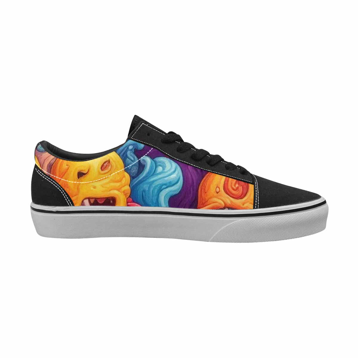 WOMEN'S Melting Ice Cream Monster Lace-Up Canvas Kaleidoscope Custom Sneakers