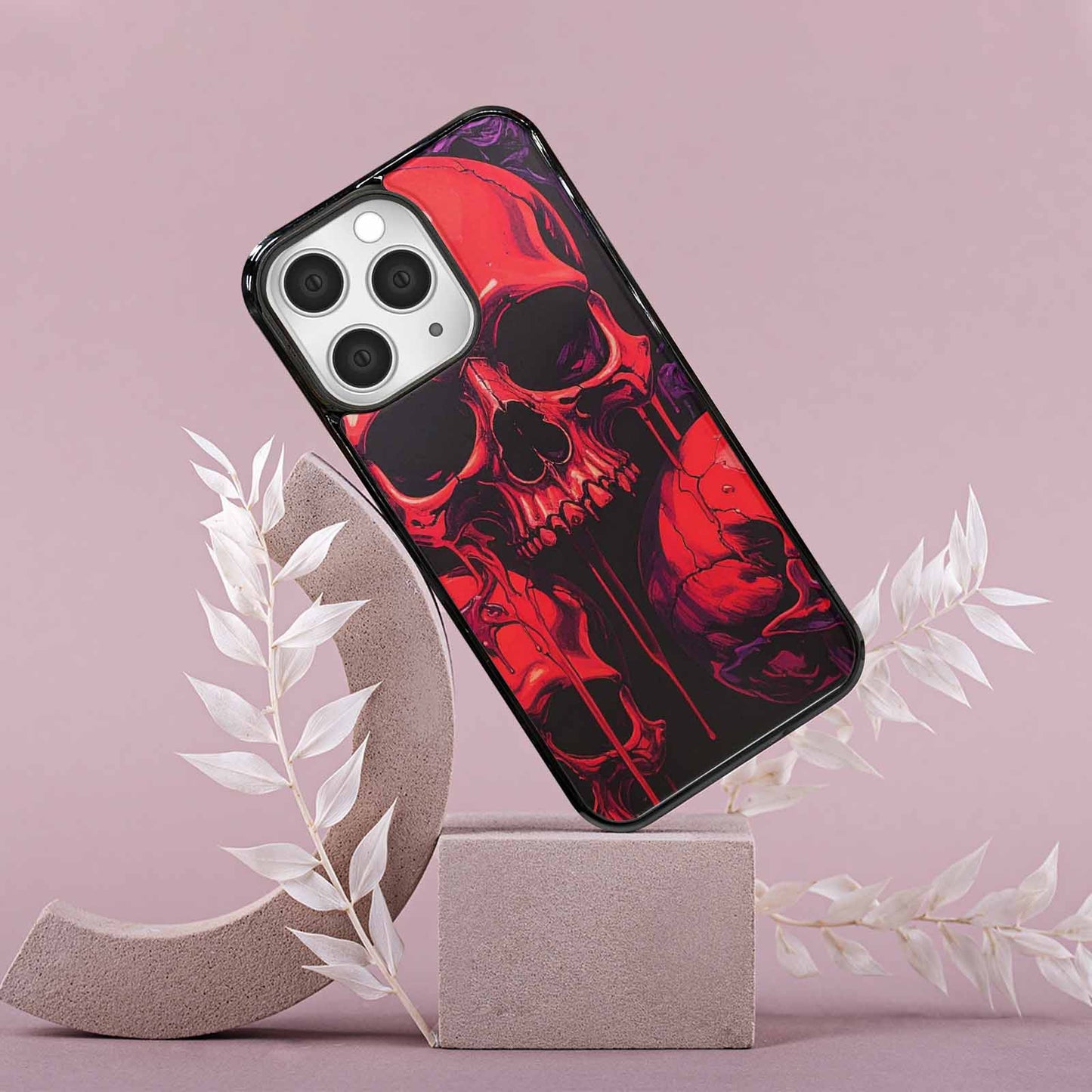 iPhone 15 Pro Max Case — Red Purple Skeletons Neon Drip Melting, Custom Print Case Cover