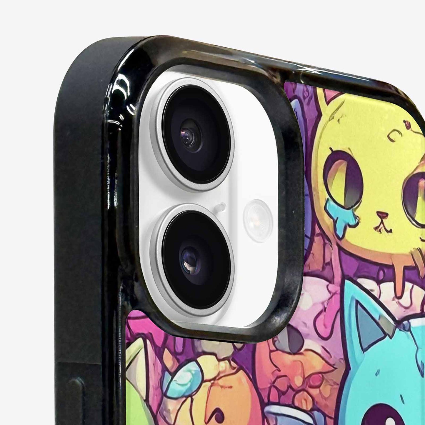 iPhone 16 Case — Pastel Gore Cat Character Pattern Hundreds, Personalized Phone Case