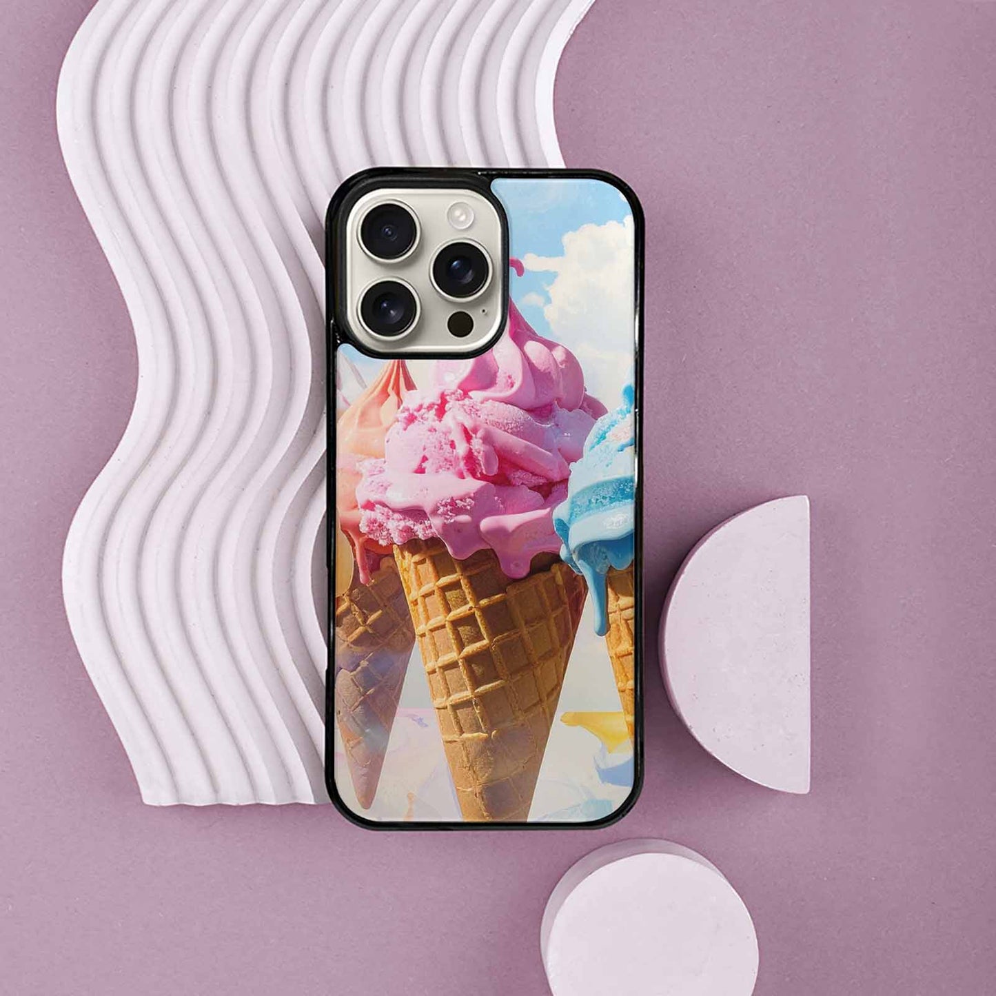 iPhone 16 Pro Max Case — Collage Of Overlapping Waffle Cone Icecream, Custom Art Phone Cover