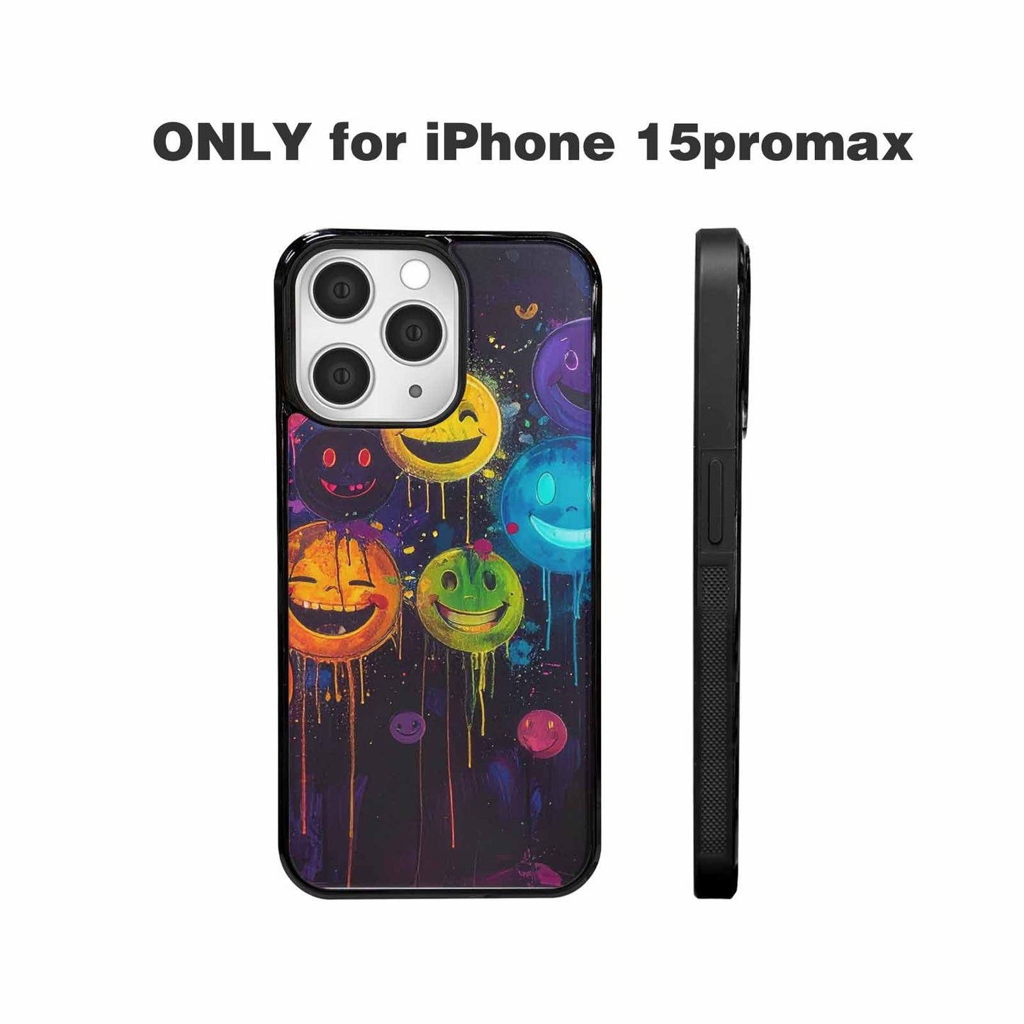 iPhone 15 Pro Max Case — Smiley Faces Glow Smiley Faces Pattern, Custom Made Phone Cover