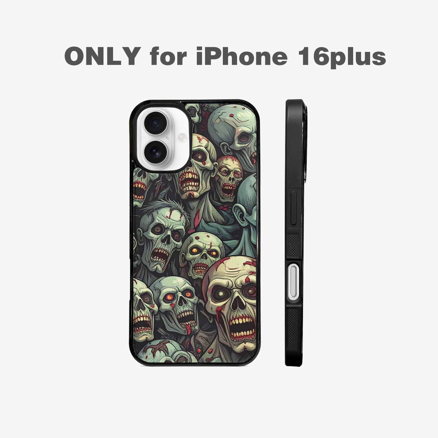 iPhone 16 Plus Case — Zombie Head Pattern Hundreds Of Small, Original Design Phone Case