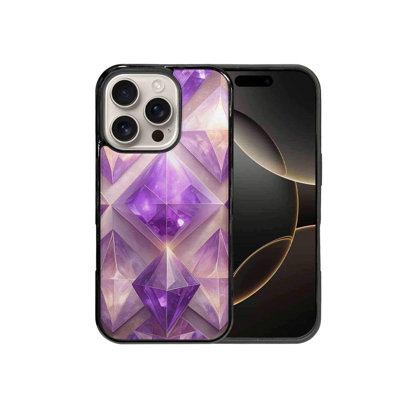 iPhone 16 Pro Case — Amethyst Crystal Art Pattern, Personalized Phone Case