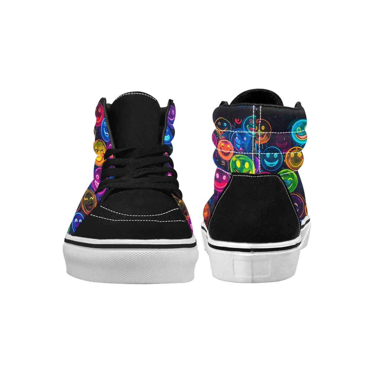 MEN'S Smiley Faces × Glow High Top Canvas Neon Fantasy Custom Shoes