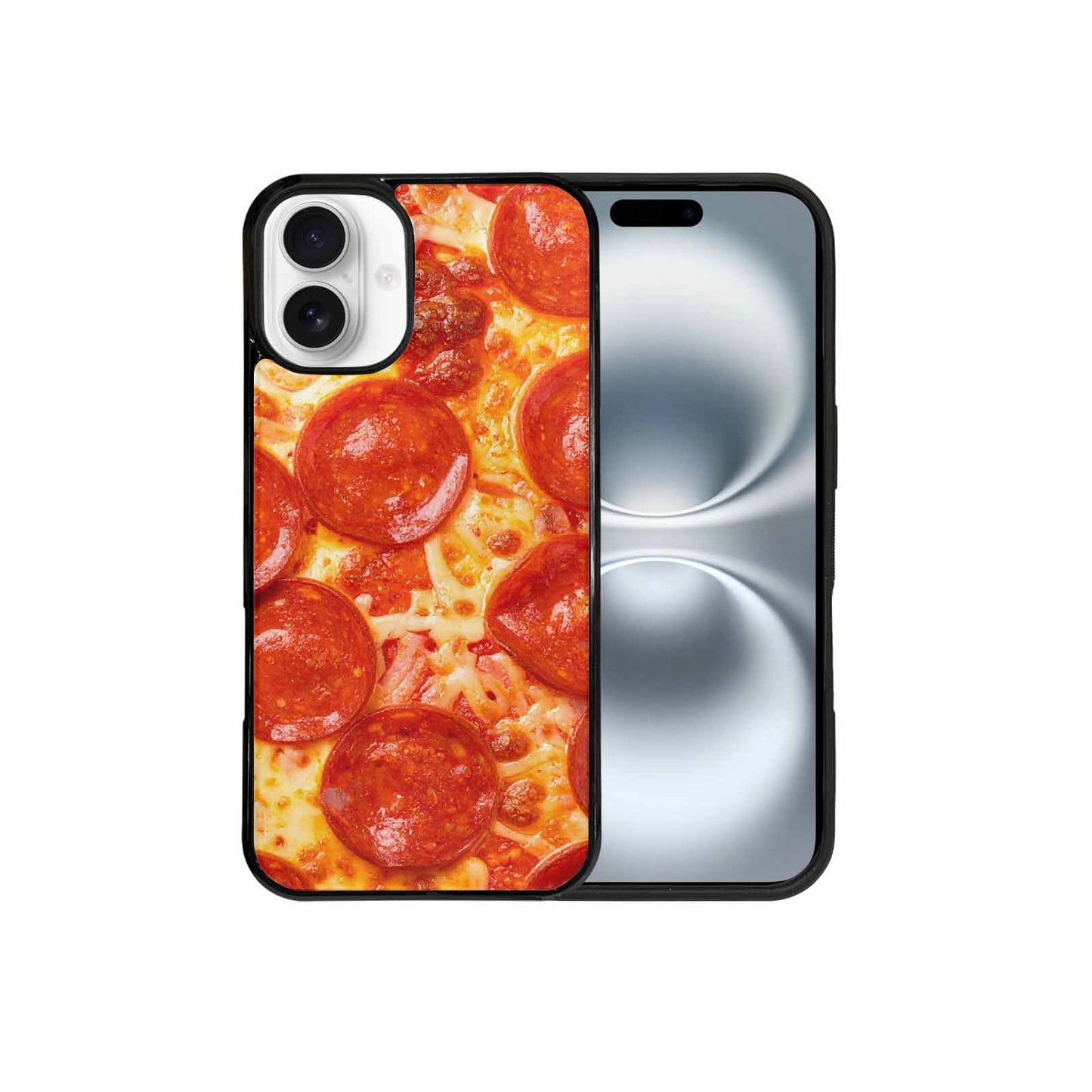 iPhone 16 Plus Case — Pepperoni Pizza Background Art Filling Entire, Customized Protective Case