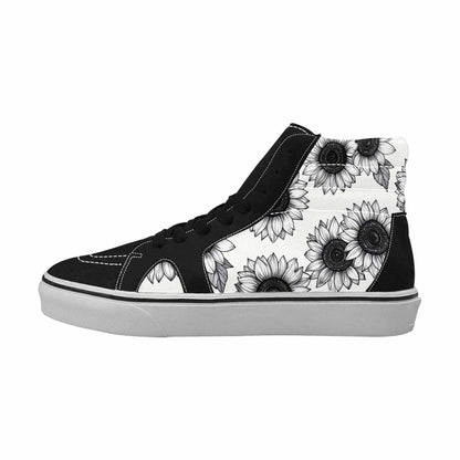 MEN'S Minimalist Line Art Sunflower High Top Canvas Dreamcore Custom Shoes
