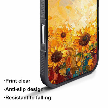 iPhone 17 Pro Case — Impressionist Sunflower Brushstroke Pattern Hundreds Floral, Custom Made Phone Cover