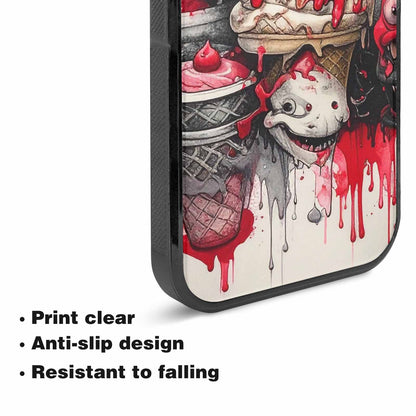 iPhone 15 Plus Case — Ice Cream Monsters Black Red Ink, Custom Print Case Cover