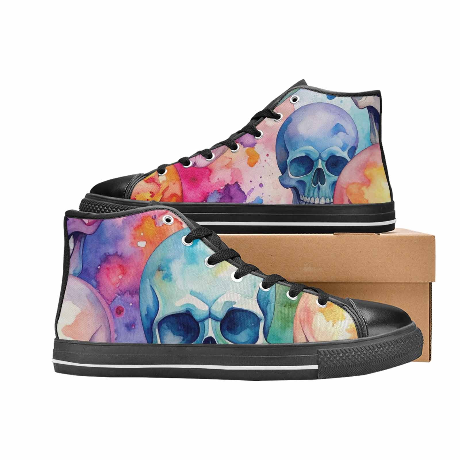 WOMEN'S Kulls - Watercolor High Top Canvas Cottagecore Custom Sneakers